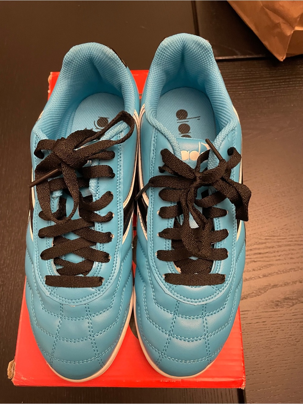 Diadora Light Blue Athletic Sneakers with Black Laces